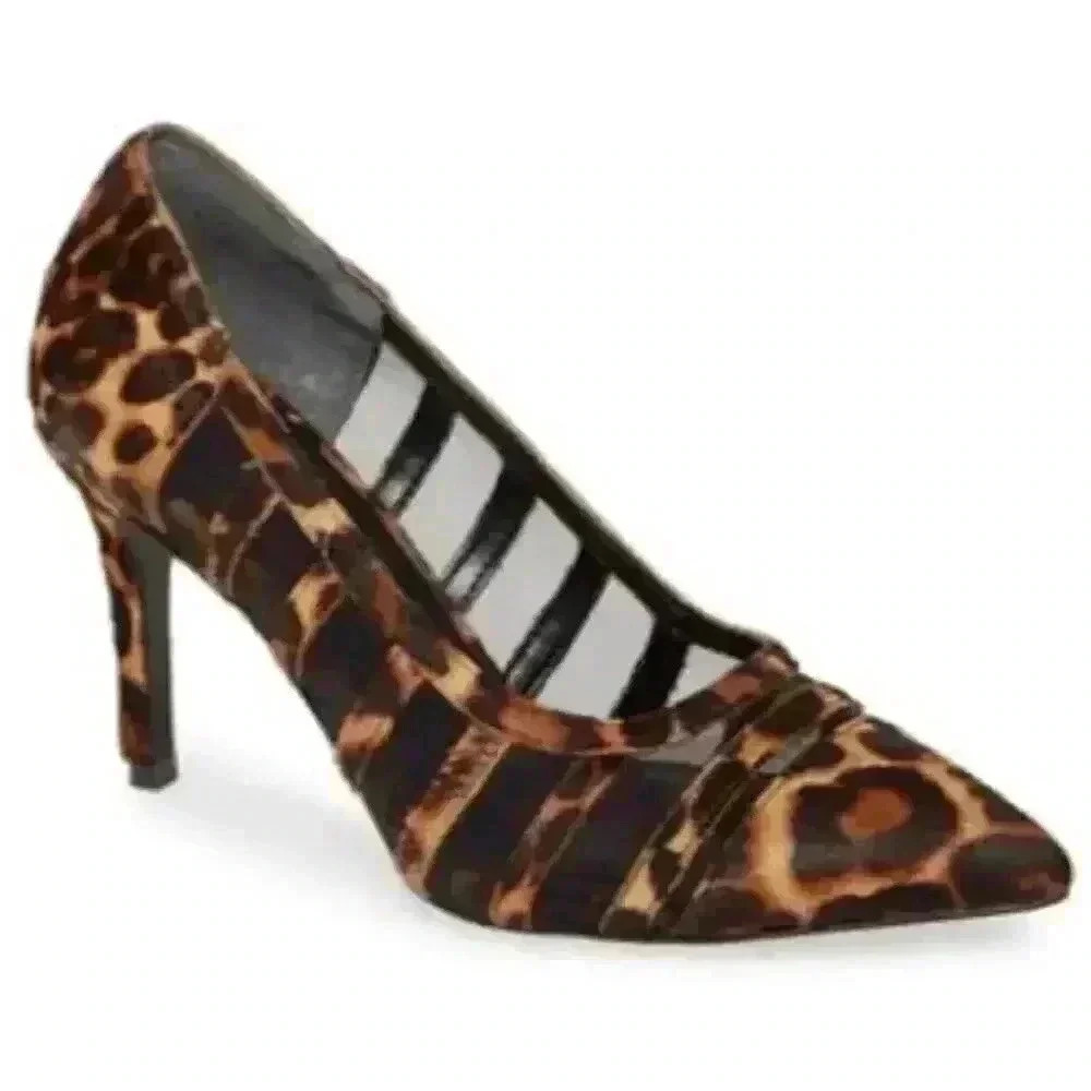 Charles David Vane Women's Leopard Calf Hair Pointed Toe Pump Shoes Size 8.5M